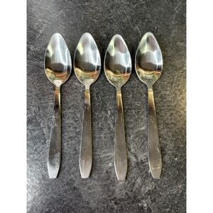 Vintage MCM Matte Stainless Steel Serrated 6" Grapefruit Spoons Set Of 4